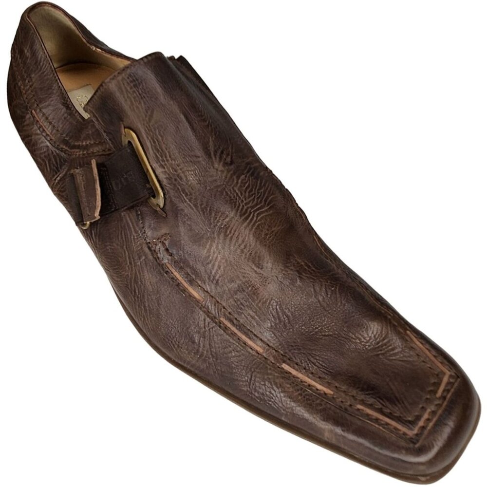 Cesare Paciotti Italy Dress Shoes Men size 9-9.5 Brown Leather Square-toe Loafer - Picture 8 of 9